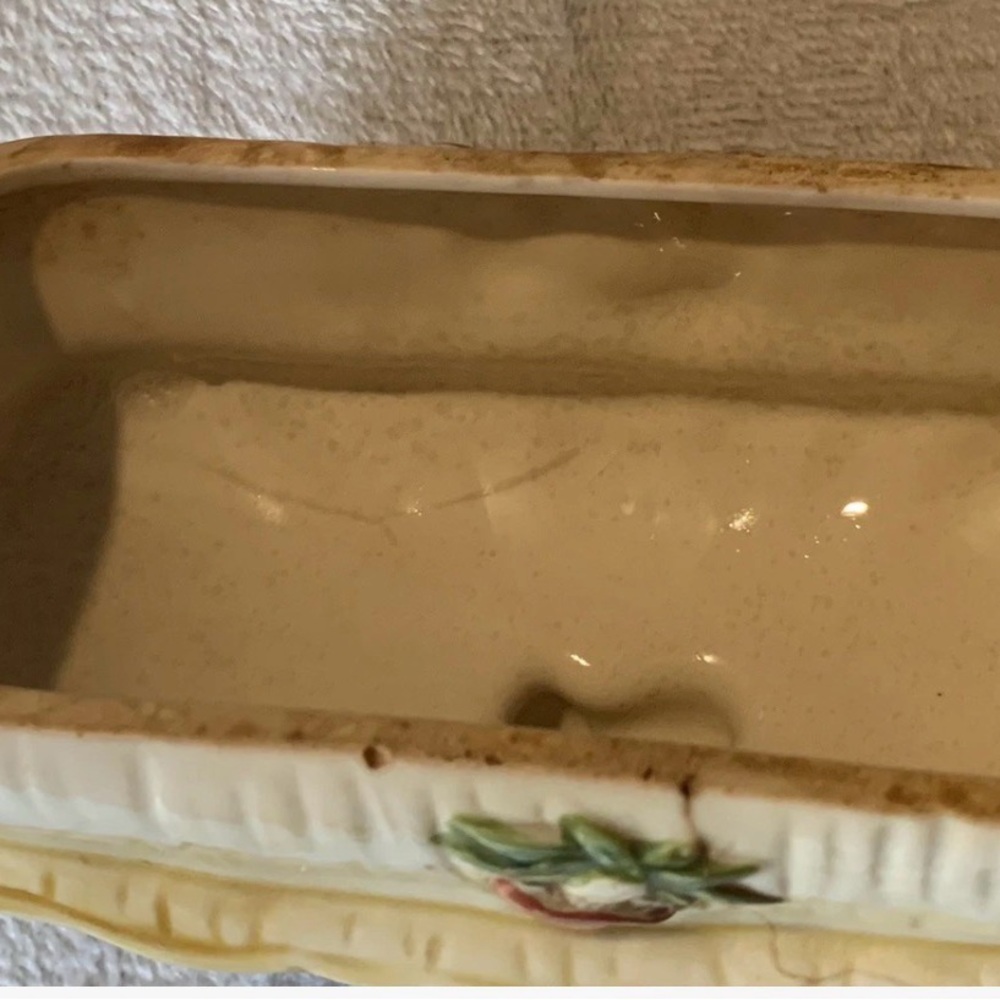 Sears Merry Mushroom Decorated Ceramic Butter Dish 1978 chip - Picture 6 of 10